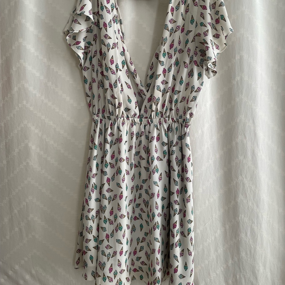 Forever 21 White Ice Cream Print Midi Dress